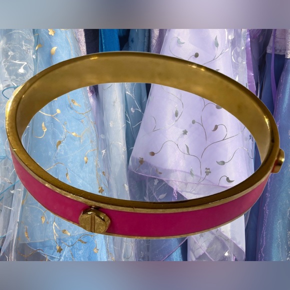C. Wonder (Tory Burch) Signature Screw Stud Enamel Bangle in Hot Pink - Picture 6 of 6